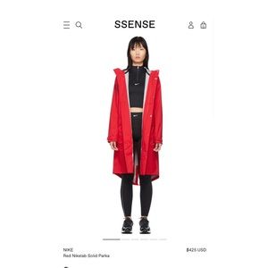 NIKE red parka rain coat